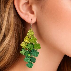 Green Clover Dangle Earrings